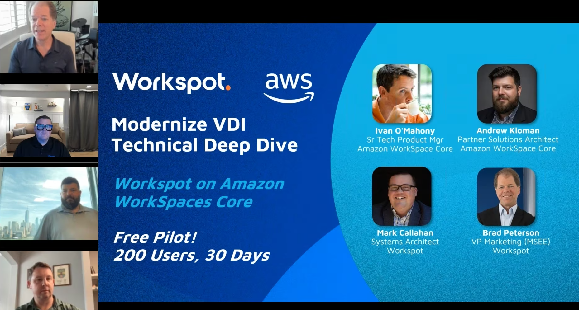 Webinar (60 mins) - Workspot on Amazon WorkSpaces Core - with Free Pilot Offer